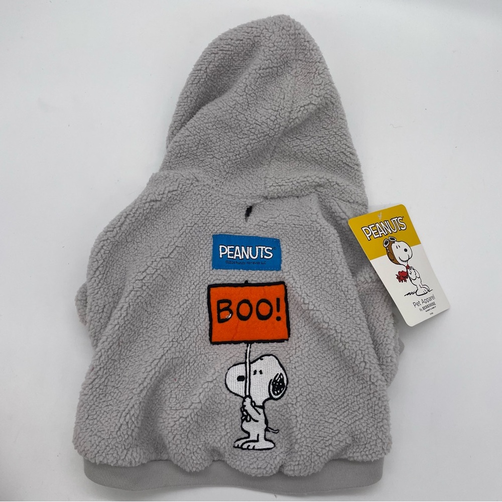 Peanut's SNOOPY HALLOWEEN BOO Dog Sz. SMALL Sherpa Hoodie Jacket Coat Costume - Picture 3 of 9